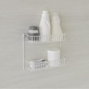 Ver imagem 3 de Suporte Multiuso para Banheiro e Lavanderia, Duplo, Branco, Aramado