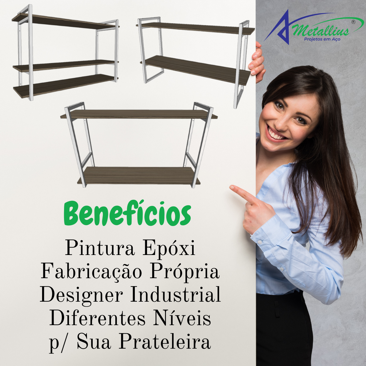 Suporte Estilo Industrial P/ Prateleira Parede Branco 2pçs - 5