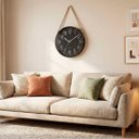 Ver imagem 3 de Relógio Parede Redondo Decorativo Preto com Alça Corda 25cm