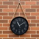 Ver imagem 4 de Relógio Parede Redondo Decorativo Preto com Alça Corda 25cm
