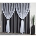 Ver imagem 1 de Cortina Blackout Tecido com Voial Sala Quarto Solaris 3.00m X 2.50m:chumbo