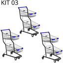 Ver imagem 1 de Kit 03 Carrinhos de Compras Supermercado Lojas Reforçado 90l