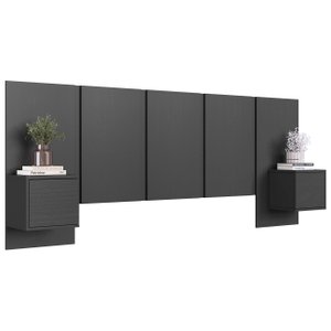 Cabeceira Cama Queen 220cm e Mesas Laterais Ohana Grafite A05 - Mpozenato