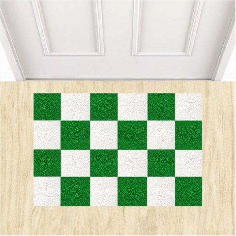 Tapete Capacho Vinil Tabuleiro de Xadrez Decorativo 60x40cm.:verde Bandeira