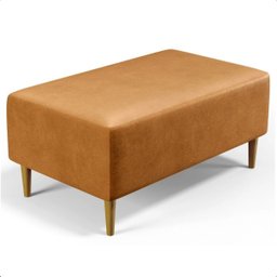 Puff Sala Damon Multiuso Corino Caramelo Pés Palito Castanho - 1