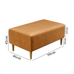 Puff Sala Damon Multiuso Corino Caramelo Pés Palito Castanho - 8