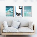 Ver imagem 2 de Kit 3 Quadros Decorativos Praia - Passagem 24x18cm - com Vidro:moldura Preta