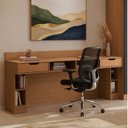 Ver imagem 1 de Escrivaninha Mesa para Escritório 2 Gavetas 6 Nichos 205x49,5x90cm Linha Liga Modulado