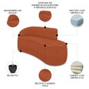 Ver imagem 3 de Sofá 3 Lugares para Sala 180cm Orgânico Wendi Boucle Terracota I01 - Mpozenato