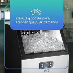 Máquina de Gelo Profissional Hq 45kg Turbo Ice Preta e Inox Hq-hqmgi45 220v - 7