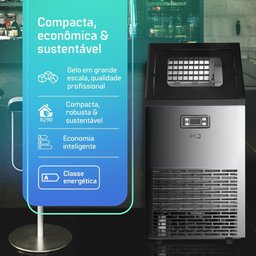 Máquina de Gelo Profissional Hq 45kg Turbo Ice Preta e Inox Hq-hqmgi45 220v - 6