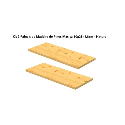 Kit 2 Painéis de Madeira de Pinus Maciça 60x25x1,8cm – Eco