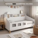 Ver imagem 3 de Cama Juvenil Montessoriana Mavi Estilo Sofá com Grade e Prateleira Nichos Pés Madeira Sala - Branco