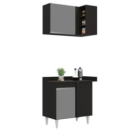 Armário de Cozinha Modulado de Canto Direito 4 Peças Cp41 Balcão com Tampo Preto/cinza - Lumil Lumil - 9