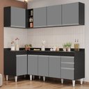 Ver imagem 2 de Armário de Cozinha Modulado de Canto Direito 4 Peças Cp41 Balcão com Tampo Preto/cinza - Lumil Lumil