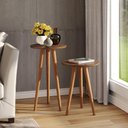 Ver imagem 7 de Conjunto Decorativo Sala Kit 3 Mesinhas Lateral Apoio Centro e Aparador Buffet Retrô - Freijó -