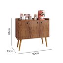 Ver mais imagens de Conjunto Decorativo Sala Kit 3 Mesinhas Lateral Apoio Centro e Aparador Buffet Retrô - Freijó -