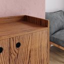 Ver imagem 4 de Conjunto Decorativo Sala Kit 3 Mesinhas Lateral Apoio Centro e Aparador Buffet Retrô - Freijó -