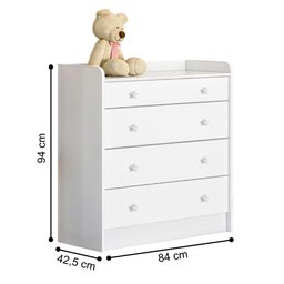 2523 - Comoda com Trocador Doce Sonho Branco/branco (2523.5) + 825 - G. Roupa Inf. 2pts Doce Sonho - 3