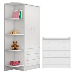 2523 - Comoda com Trocador Doce Sonho Branco/branco (2523.5) + 825 - G. Roupa Inf. 2pts Doce Sonho - 1