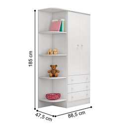 2523 - Comoda com Trocador Doce Sonho Branco/branco (2523.5) + 825 - G. Roupa Inf. 2pts Doce Sonho - 2