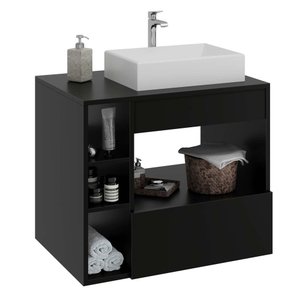 Gabinete Armário de Banheiro Paris com Cuba Preto