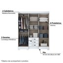 Ver imagem 3 de Guarda Roupa com Espelho, 6 Portas e 3 Gavetas B23 Briz - Branco