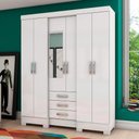 Ver imagem 1 de Guarda Roupa com Espelho, 6 Portas e 3 Gavetas B23 Briz - Branco