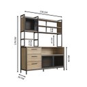Ver imagem 2 de Estante para Cozinha 150cm 3 Gavetas e Portas de Vidro Oak/Preto P1066