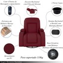 Ver imagem 3 de Poltrona do Papai Reclinável Giratória e Balanço Sala de Cinema Crihs com Massagem e Aquecimento PU Vermelho G23 - Gran Belo