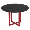 Ver imagem 1 de Mesa de Reunião Redonda P25 Pandin 110 Cm (largura) Tampo Mdp Preto Pé Aço Tubular Vermelho