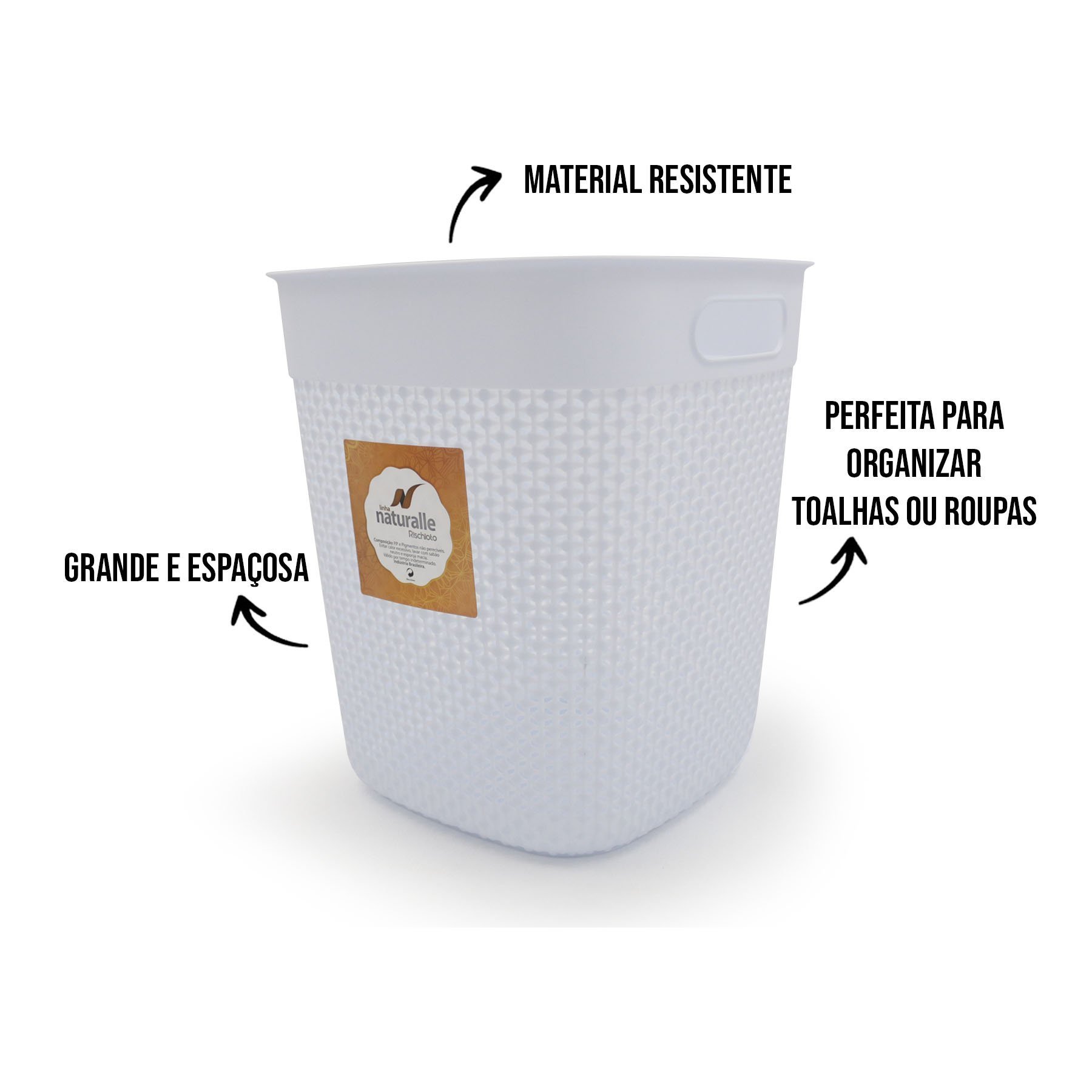 Cesto Organizador Toalha Rattan Rischioto Guarda Roupas 12l:branco - 3