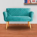 Ver imagem 5 de Namoradeira Decorativa Isabela Pés Palito Suede Azul Turquesa - Ds Estofados