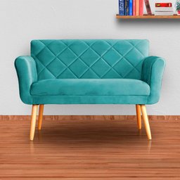 Namoradeira Decorativa Isabela Pés Palito Suede Azul Turquesa - Ds Estofados - 5