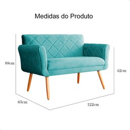 Namoradeira Decorativa Isabela Pés Palito Suede Azul Turquesa - Ds Estofados - 4