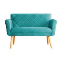 Ver imagem 3 de Namoradeira Decorativa Isabela Pés Palito Suede Azul Turquesa - Ds Estofados