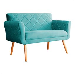 Namoradeira Decorativa Isabela Pés Palito Suede Azul Turquesa - Ds Estofados - 1