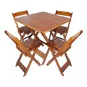 Ver imagem 1 de Jogo de Mesa Dobrável 70x70 Bar 4 Cadeiras Madeira Maciça - Mel