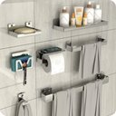 Ver imagem 1 de Kit Acessórios para Banheiro Inox com Ventosa 7 Peças Elg