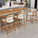 Ver imagem 2 de Kit 06 Banquetas Baixa Cozinha Sala de Jantar Bancada Cecília L02 Linho Champanhe - Lyam Decor