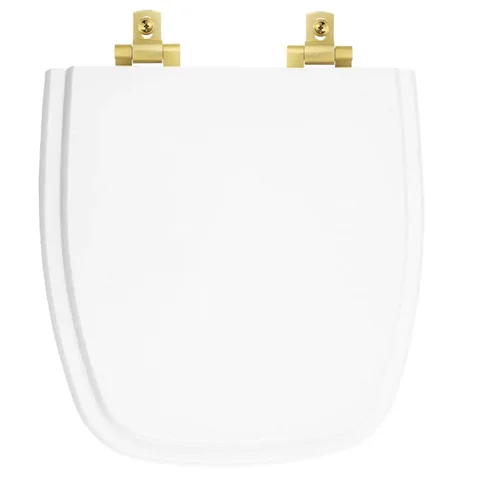 Assento Sanitário Laqueado Soft Close City Branco para vaso Celite com Ferragem Dourada