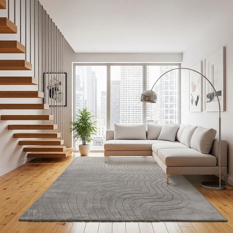 Tapete Movimentos Curvas Cromio 200x250cm Tapetes São Carlos