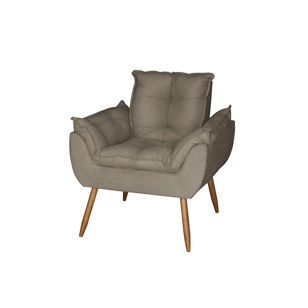 Poltrona Opala Decorativa Suede Capuccino Dal Poz Estofados