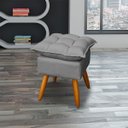 Ver imagem 2 de Puff Decorativo Quadrado para Sala Quarto Penteadeira Recepção Alice Suede Cinza Pés Palito