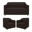 Ver imagem 1 de Recepção Clínica Sofisticada: Namoradeira 2l + 2 Poltronas Marrom