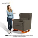 Ver imagem 7 de Poltrona Decorativa Sala de Estar Zoe com Base Balanço e Puff Linho Cacau - Abmaza