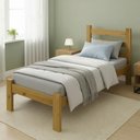 Ver imagem 1 de Cama de Solteiro Madeira Maciça Resistente Nogueira
