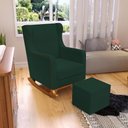 Ver imagem 2 de Poltrona de Amamentação com Balanço Mavie L02 Suede Verde Musgo - Lyam Decor