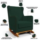 Ver imagem 4 de Poltrona de Amamentação com Balanço Mavie L02 Suede Verde Musgo - Lyam Decor