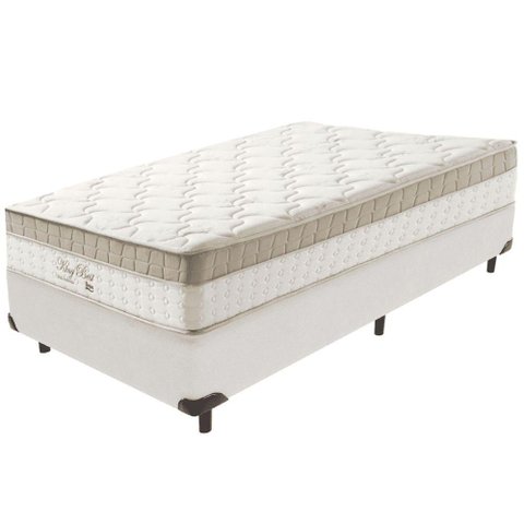 Cama Box Branco e Colchão King Best Molas Ensacadas Solteiro 88x188x33 Anjos
